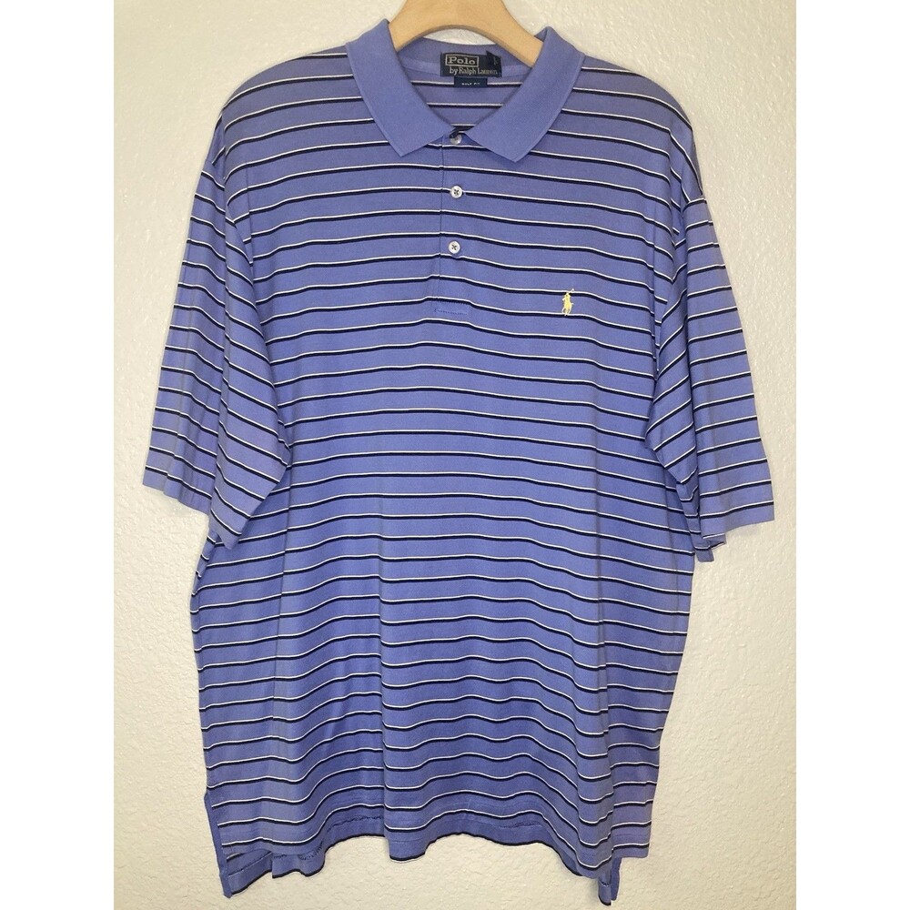 Polo Ralph Lauren Golf Fit Polo Shirt Mens XL Purple Striped Short Sleeve Pony - Picture 2 of 6